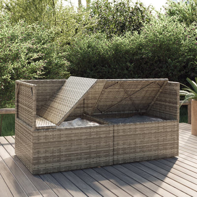 vidaXL 2-Seater Garden Sofa with Cushions Grey Poly Rattan