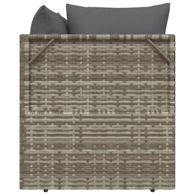 vidaXL 2-Seater Garden Sofa with Cushions Grey Poly Rattan