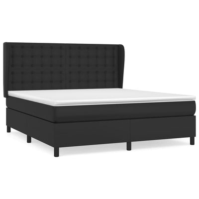 vidaXL Box Spring Bed with Mattress Black 106x203 cm King Single Size Faux Leather