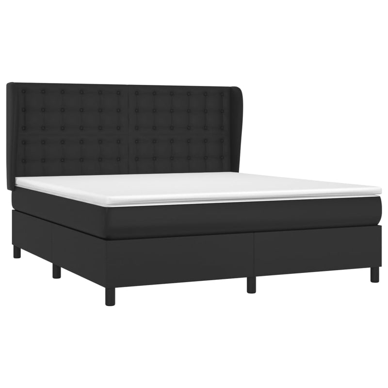 vidaXL Box Spring Bed with Mattress Black 106x203 cm King Single Size Faux Leather