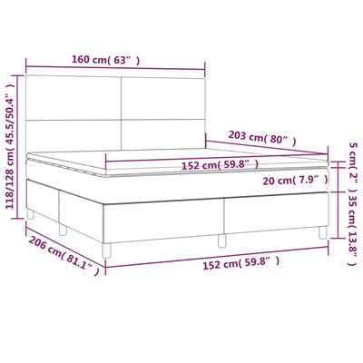 vidaXL Box Spring Bed with Mattress&LED Black 137x187 cm Double Size Faux Leather