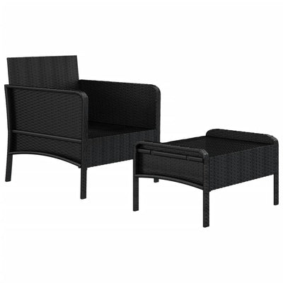 vidaXL 2 Piece Garden Lounge Set with Cushions Black Poly Rattan