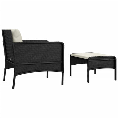 vidaXL 2 Piece Garden Lounge Set with Cushions Black Poly Rattan