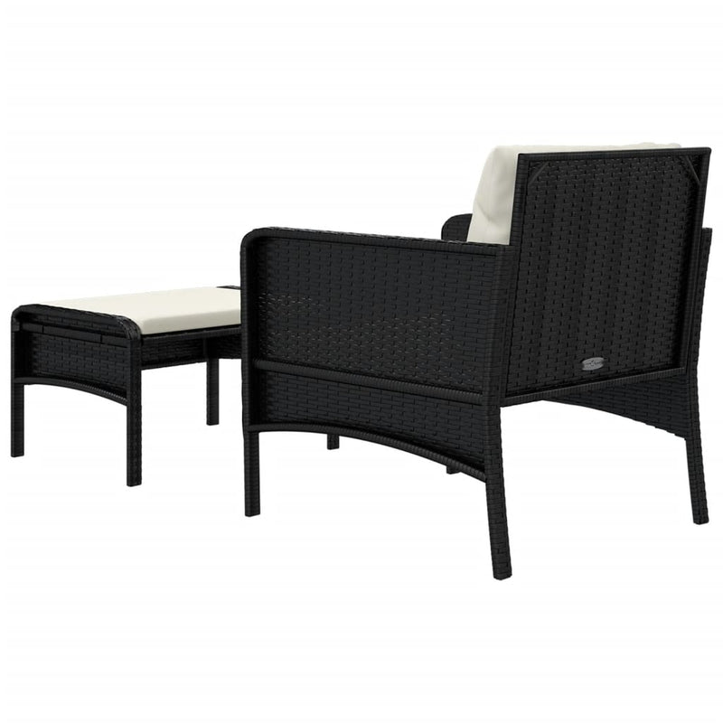 vidaXL 2 Piece Garden Lounge Set with Cushions Black Poly Rattan