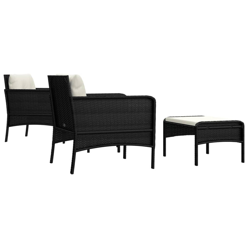 vidaXL 5 Piece Garden Lounge Set with Cushions Black Poly Rattan