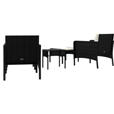 vidaXL 5 Piece Garden Lounge Set with Cushions Black Poly Rattan