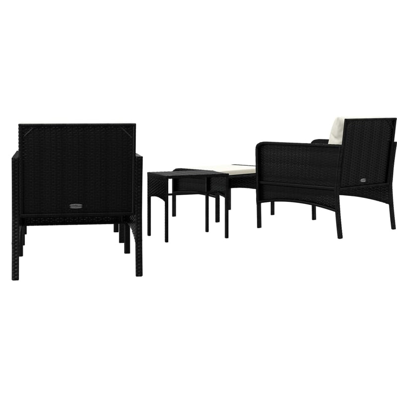 vidaXL 5 Piece Garden Lounge Set with Cushions Black Poly Rattan