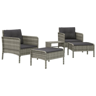 vidaXL 5 Piece Garden Lounge Set with Cushions Black Poly Rattan