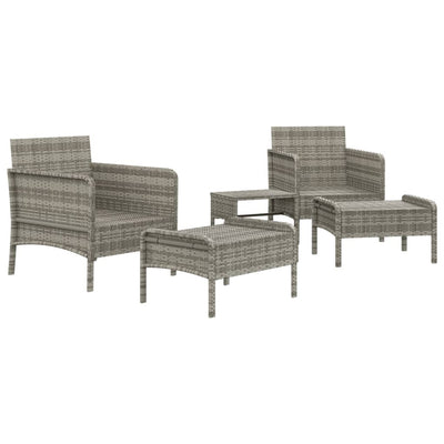 vidaXL 5 Piece Garden Lounge Set with Cushions Black Poly Rattan