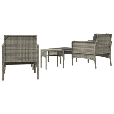 vidaXL 5 Piece Garden Lounge Set with Cushions Black Poly Rattan