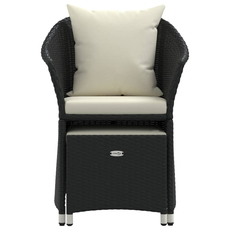vidaXL 2 Piece Garden Lounge Set with Cushions Black Poly Rattan