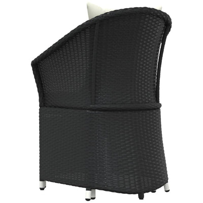 vidaXL 2 Piece Garden Lounge Set with Cushions Black Poly Rattan