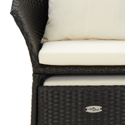 vidaXL 2 Piece Garden Lounge Set with Cushions Black Poly Rattan