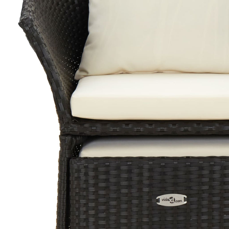 vidaXL 2 Piece Garden Lounge Set with Cushions Black Poly Rattan