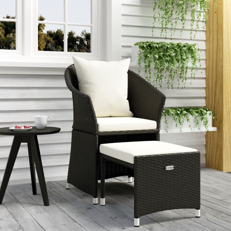 vidaXL 2 Piece Garden Lounge Set with Cushions Black Poly Rattan