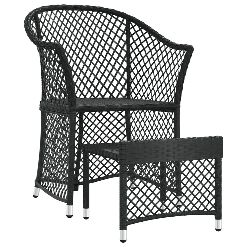 vidaXL 2 Piece Garden Lounge Set with Cushions Black Poly Rattan