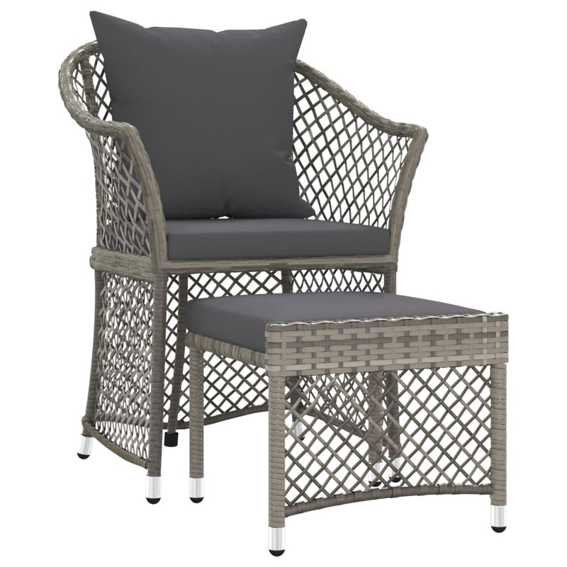 vidaXL 2 Piece Garden Lounge Set with Cushions Black Poly Rattan