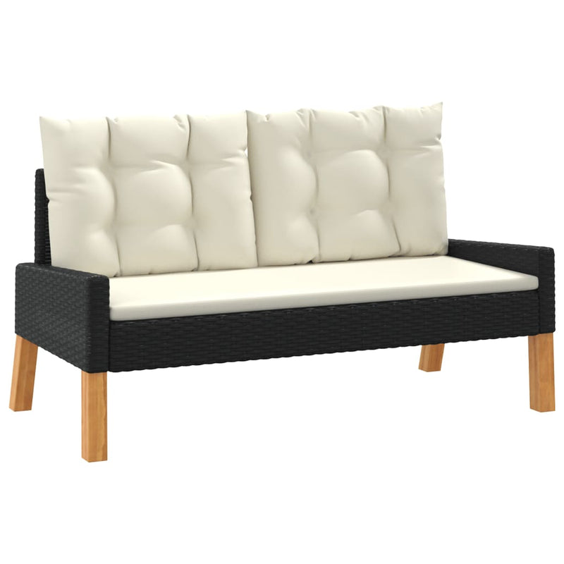 vidaXL 4 Piece Garden Lounge Set with Cushions Poly Rattan&Solid Wood