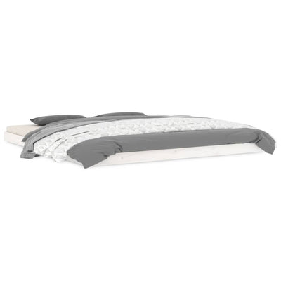 vidaXL Bed Frame without Mattress White 183x203 cm King Solid Wood Pine