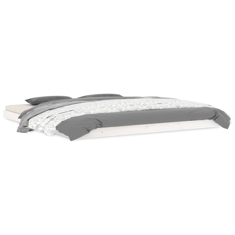 vidaXL Bed Frame without Mattress White 183x203 cm King Solid Wood Pine