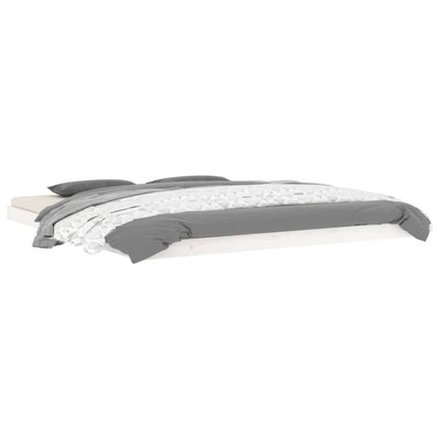 vidaXL Bed Frame without Mattress White 183x203 cm King Solid Wood Pine