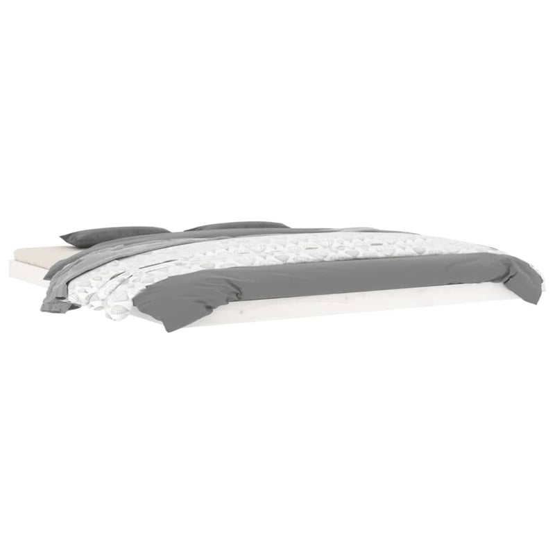 vidaXL Bed Frame without Mattress White 183x203 cm King Solid Wood Pine