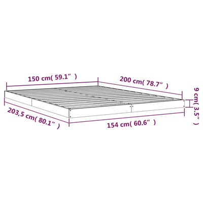 vidaXL Bed Frame without Mattress Black 150x200 cm Solid Wood Pine