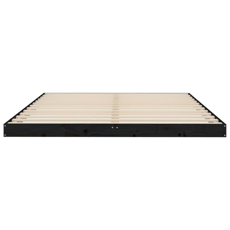 vidaXL Bed Frame without Mattress Black 150x200 cm Solid Wood Pine
