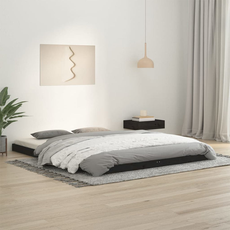 vidaXL Bed Frame without Mattress Black 150x200 cm Solid Wood Pine