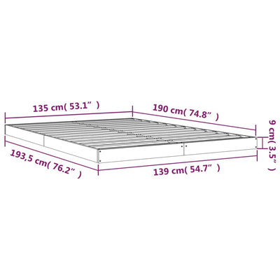 vidaXL Bed Frame without Mattress Black 135x190 cm Solid Wood Pine