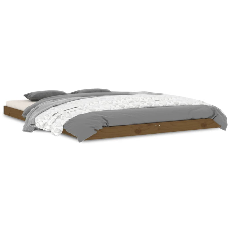 vidaXL Bed Frame without Mattress Black 135x190 cm Solid Wood Pine