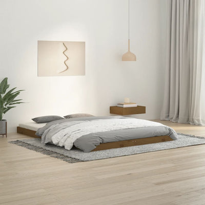 vidaXL Bed Frame without Mattress Black 135x190 cm Solid Wood Pine