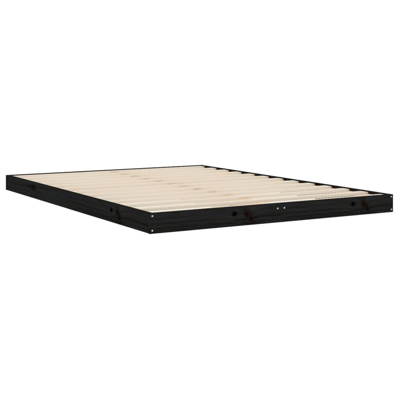 vidaXL Bed Frame without Mattress Black 135x190 cm Solid Wood Pine