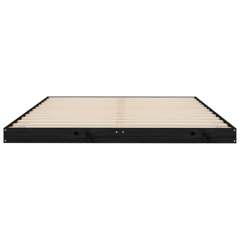 vidaXL Bed Frame without Mattress Black 135x190 cm Solid Wood Pine