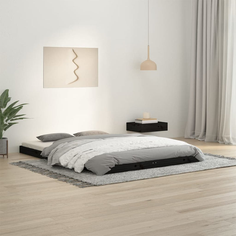 vidaXL Bed Frame without Mattress Black 135x190 cm Solid Wood Pine