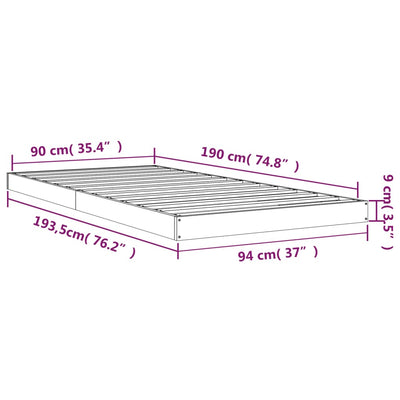 vidaXL Bed Frame without Mattress White 90x190 cm Solid Wood Pine