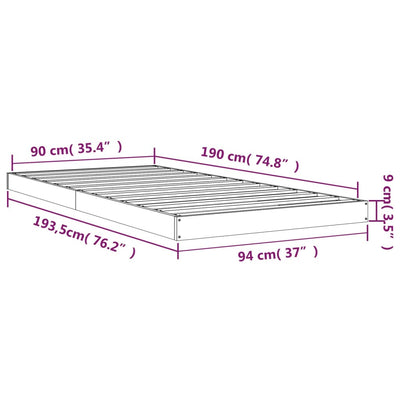 vidaXL Bed Frame without Mattress White 90x190 cm Solid Wood Pine