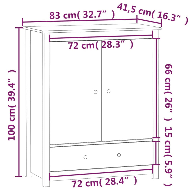vidaXL Highboard White 83x41.5x100 cm Solid Wood Pine
