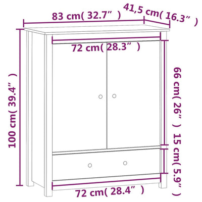 vidaXL Highboard White 83x41.5x100 cm Solid Wood Pine