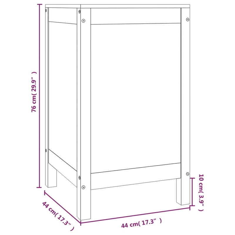 vidaXL Laundry Box 44x44x76 cm Solid Wood Pine