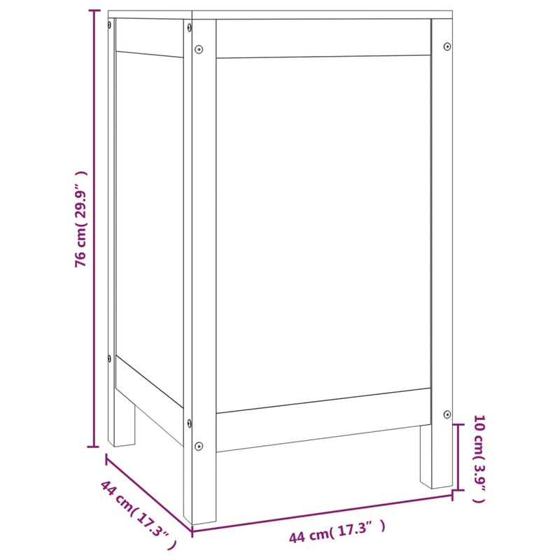 vidaXL Laundry Box 44x44x76 cm Solid Wood Pine