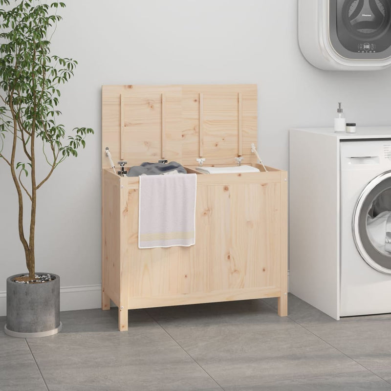 vidaXL Laundry Box 88.5x44x76 cm Solid Wood Pine