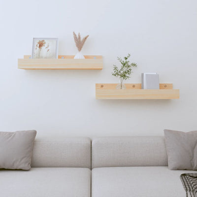 vidaXL Wall Shelves 2 pcs 110x12x9 cm Solid Wood Pine