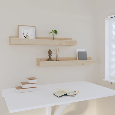 vidaXL Wall Shelves 2 pcs 110x12x9 cm Solid Wood Pine