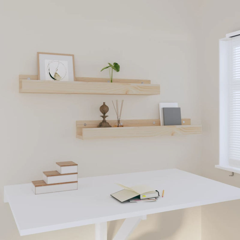 vidaXL Wall Shelves 2 pcs 110x12x9 cm Solid Wood Pine