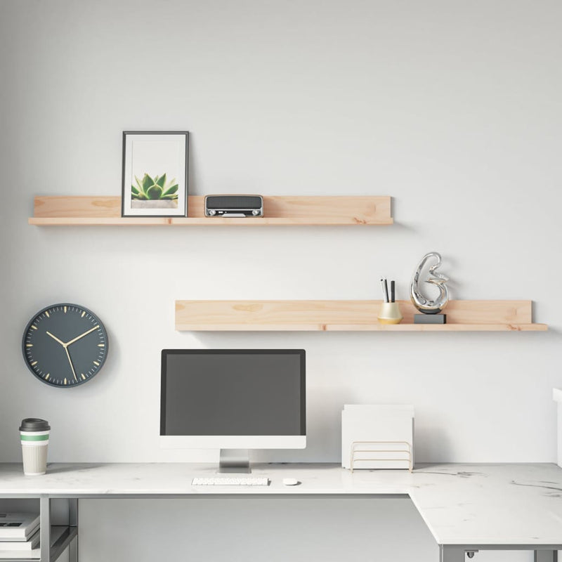 vidaXL Wall Shelves 2 pcs 110x12x9 cm Solid Wood Pine