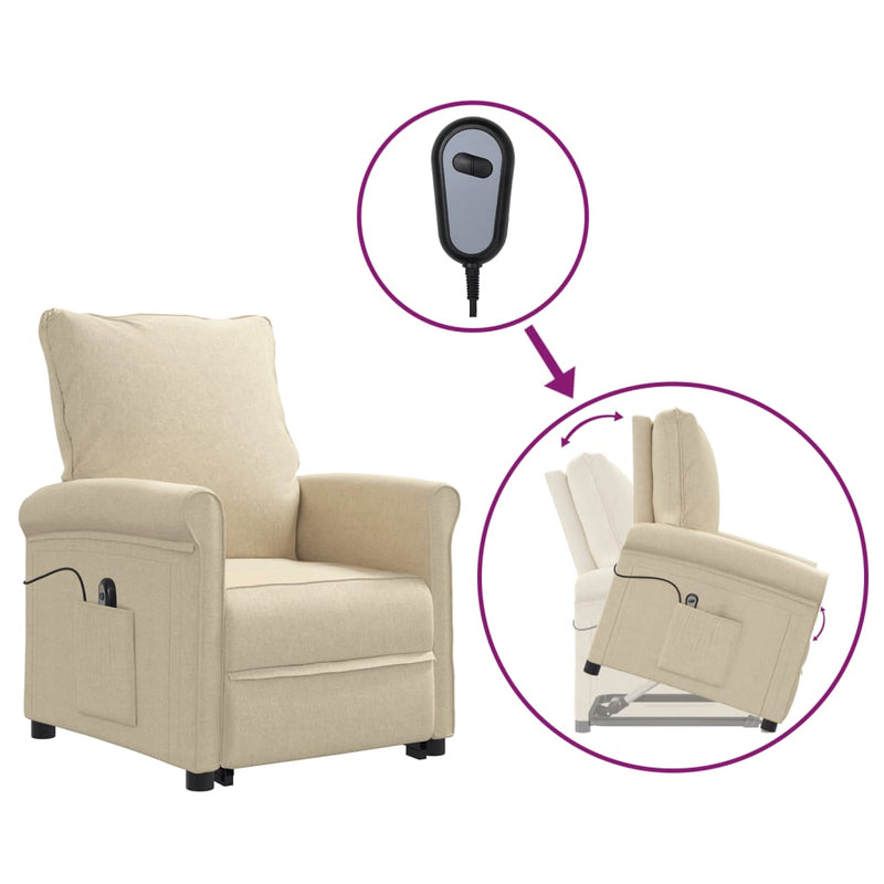 vidaXL Stand up Recliner Chair Cream Fabric