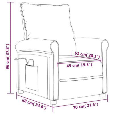 vidaXL Stand up Recliner Chair Cream Fabric