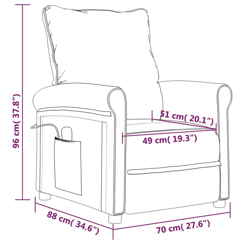 vidaXL Stand up Recliner Chair Cream Fabric