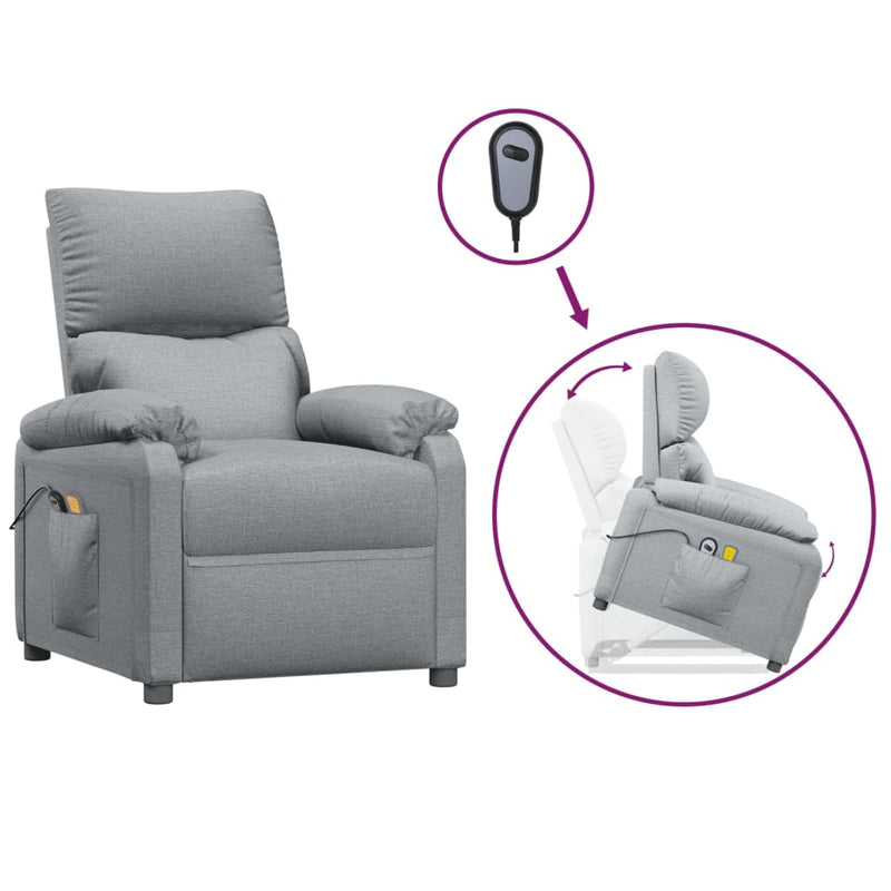 vidaXL Stand up Massage Chair Light Grey Fabric
